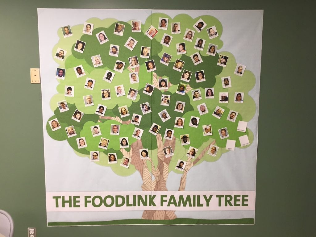 The welcoming committee created this "family tree" and hung it in the new kitchen staff break room prior to their big move. 