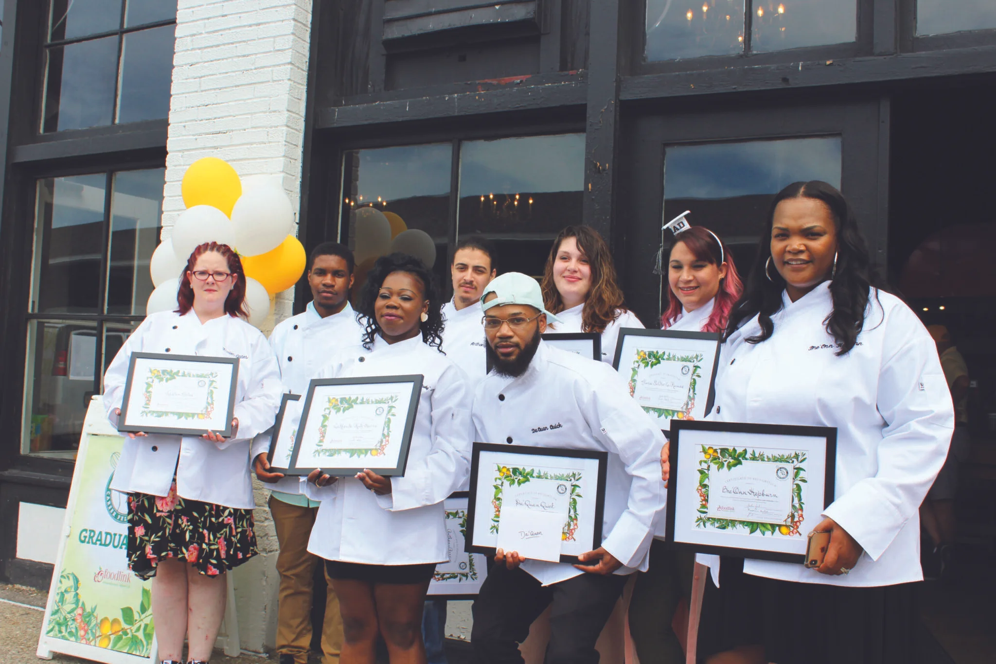 Class of 2019 (First class!): From left, Kristen Gates, Jehmel Alexander, LaRhonda "Rudy" Harris, Anthony Arroyo, Da'Quan Quick, Jenna Torres, Gloria Soldevila Ramos, Bre'Onn Hepburn.