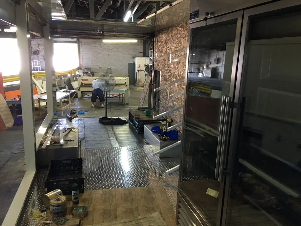 A view of the new Curbside truck, looking out the back.